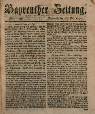 Bayreuther Zeitung Dienstag 28. Oktober 1794