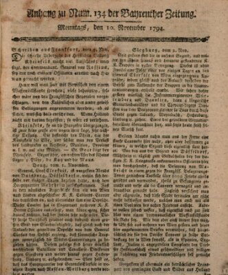 Bayreuther Zeitung Montag 10. November 1794