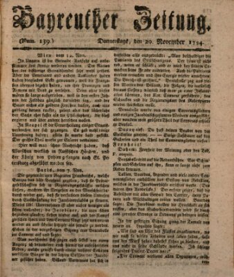 Bayreuther Zeitung Donnerstag 20. November 1794