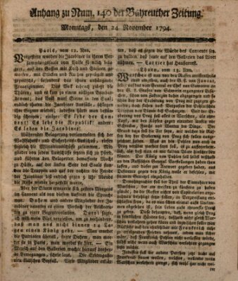 Bayreuther Zeitung Montag 24. November 1794