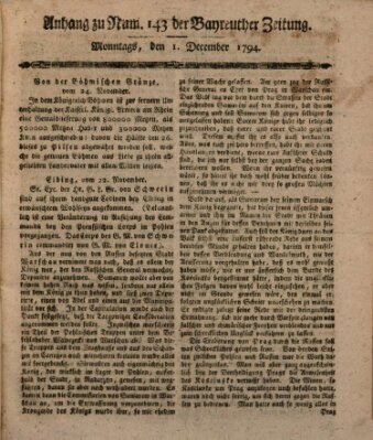 Bayreuther Zeitung Montag 1. Dezember 1794