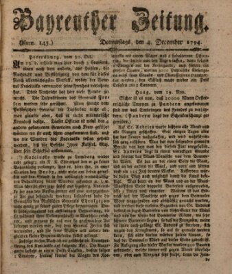 Bayreuther Zeitung Donnerstag 4. Dezember 1794