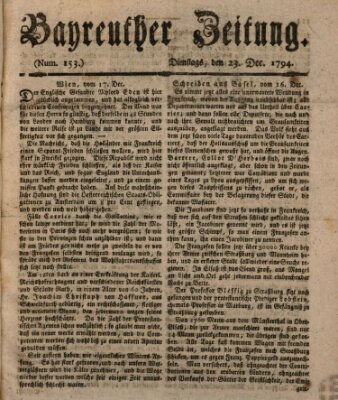 Bayreuther Zeitung Dienstag 23. Dezember 1794