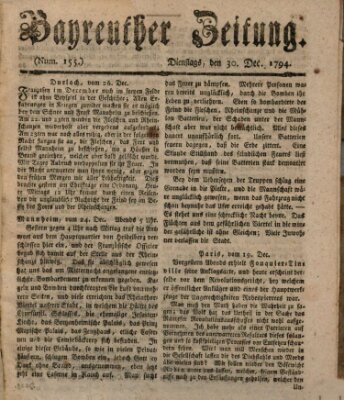 Bayreuther Zeitung Dienstag 30. Dezember 1794