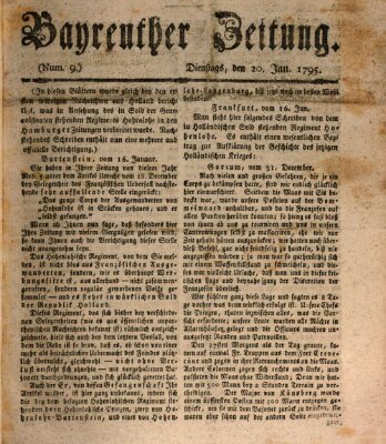 Bayreuther Zeitung Dienstag 20. Januar 1795