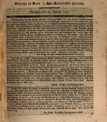 Bayreuther Zeitung Dienstag 27. Januar 1795