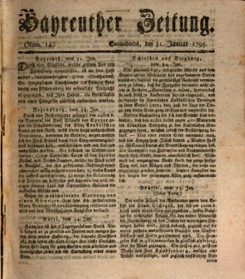 Bayreuther Zeitung Samstag 31. Januar 1795