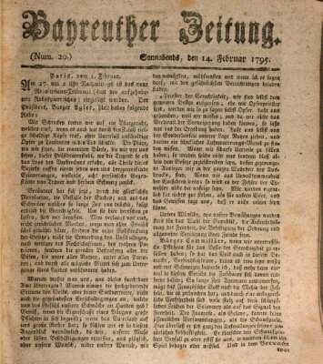 Bayreuther Zeitung Samstag 14. Februar 1795