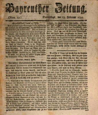 Bayreuther Zeitung Donnerstag 19. Februar 1795