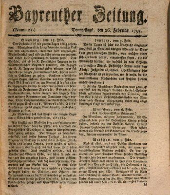 Bayreuther Zeitung Donnerstag 26. Februar 1795