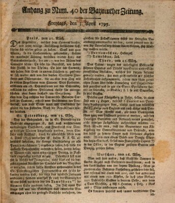 Bayreuther Zeitung Freitag 3. April 1795