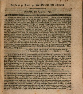 Bayreuther Zeitung Dienstag 7. April 1795