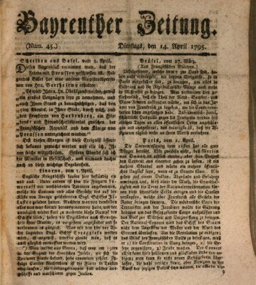 Bayreuther Zeitung Dienstag 14. April 1795