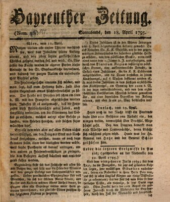 Bayreuther Zeitung Samstag 18. April 1795