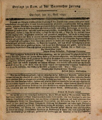 Bayreuther Zeitung Dienstag 21. April 1795