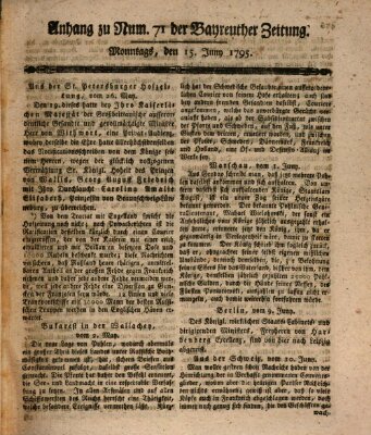 Bayreuther Zeitung Montag 15. Juni 1795