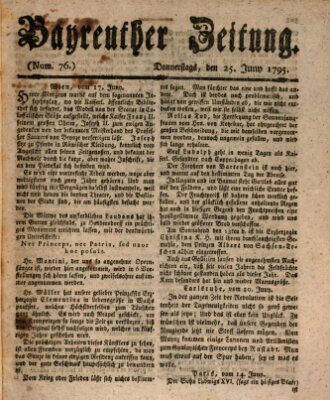 Bayreuther Zeitung Donnerstag 25. Juni 1795