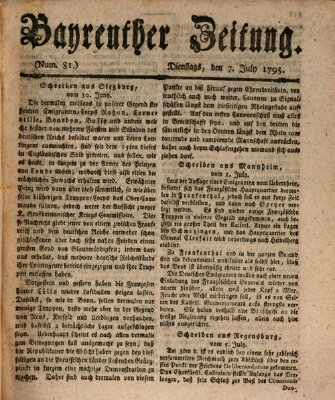 Bayreuther Zeitung Dienstag 7. Juli 1795