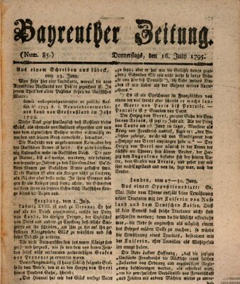 Bayreuther Zeitung Donnerstag 16. Juli 1795