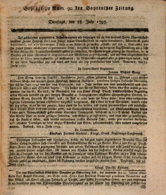 Bayreuther Zeitung Dienstag 28. Juli 1795