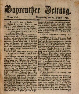 Bayreuther Zeitung Samstag 15. August 1795