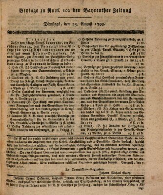 Bayreuther Zeitung Dienstag 25. August 1795