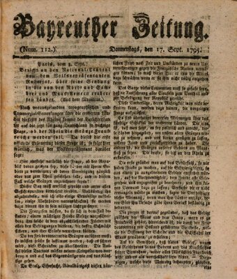 Bayreuther Zeitung Donnerstag 17. September 1795