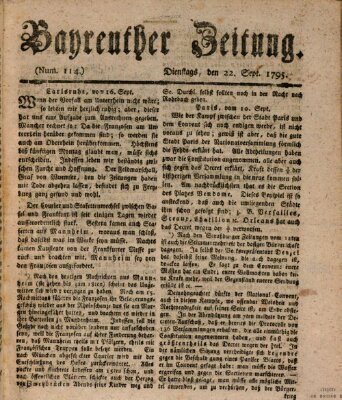 Bayreuther Zeitung Dienstag 22. September 1795