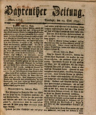 Bayreuther Zeitung Dienstag 29. September 1795