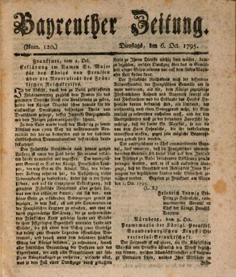 Bayreuther Zeitung Dienstag 6. Oktober 1795