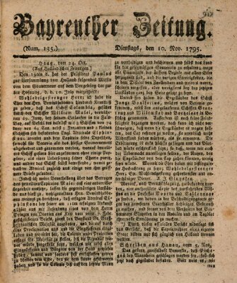 Bayreuther Zeitung Dienstag 10. November 1795