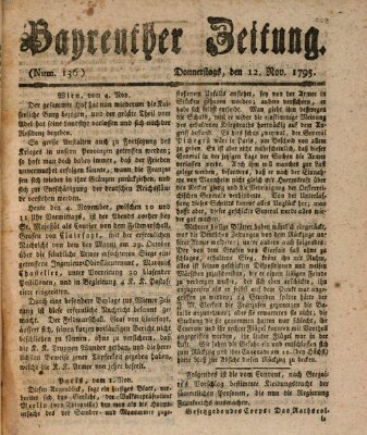 Bayreuther Zeitung Donnerstag 12. November 1795