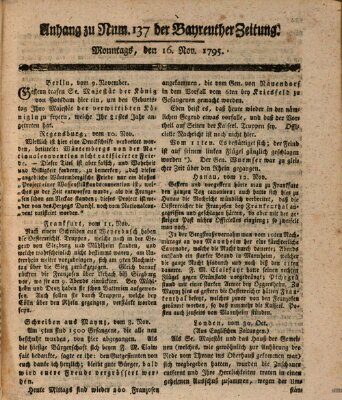 Bayreuther Zeitung Montag 16. November 1795