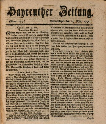 Bayreuther Zeitung Donnerstag 19. November 1795