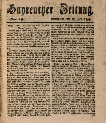 Bayreuther Zeitung Samstag 28. November 1795