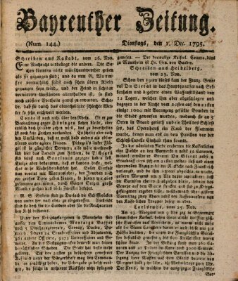 Bayreuther Zeitung Dienstag 1. Dezember 1795