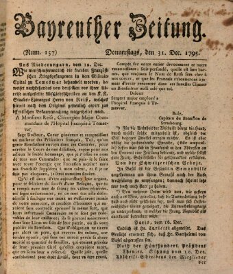 Bayreuther Zeitung Donnerstag 31. Dezember 1795