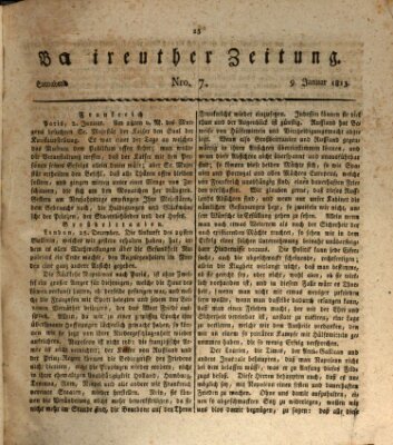 Bayreuther Zeitung Samstag 9. Januar 1813