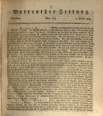 Bayreuther Zeitung Donnerstag 14. Januar 1813