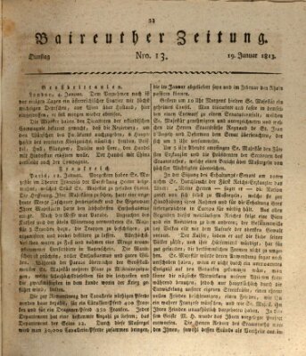 Bayreuther Zeitung Dienstag 19. Januar 1813