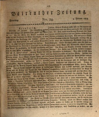 Bayreuther Zeitung Donnerstag 4. Februar 1813