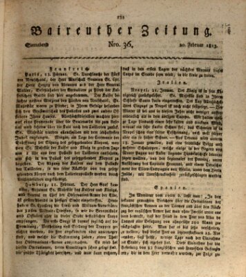 Bayreuther Zeitung Samstag 20. Februar 1813