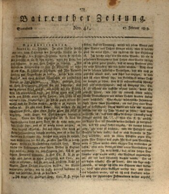 Bayreuther Zeitung Samstag 27. Februar 1813