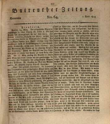 Bayreuther Zeitung Donnerstag 1. April 1813