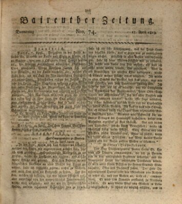 Bayreuther Zeitung Donnerstag 15. April 1813