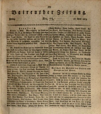 Bayreuther Zeitung Freitag 16. April 1813