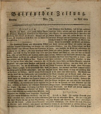 Bayreuther Zeitung Dienstag 20. April 1813