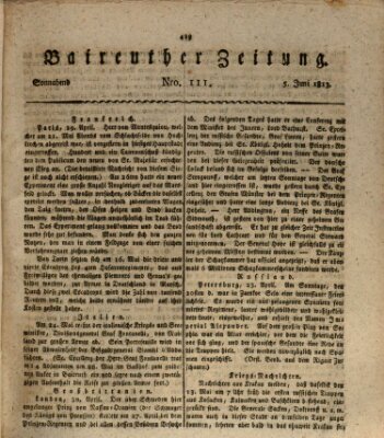 Bayreuther Zeitung Samstag 5. Juni 1813