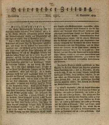 Bayreuther Zeitung Donnerstag 16. September 1813