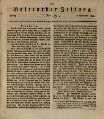 Bayreuther Zeitung Freitag 17. September 1813